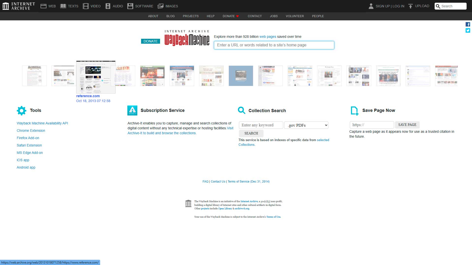 Сайт Wayback Machine